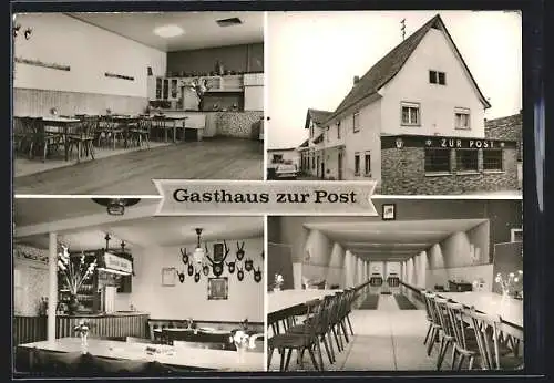 AK Zwingenberg-Rodau / Hessen, Gasthaus zur Post mit Innenansicht