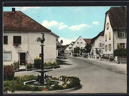 AK Immenstaad am Bodensee, Hennenbrunnen mit Strassenpartie