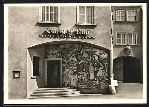 AK Würzburg, Gasthof Russ in der Augustiner u. Wolfhartsgasse 1, Aussenansicht vom Gasthof