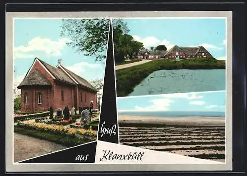 AK Klanxbüll, Kirche mit Friedhof, Ortspartien