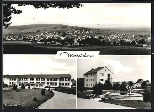 AK Wettelsheim, Ortsansicht und Grundschule, Strassenpartie