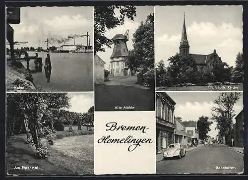 AK Bremen-Hemelingen, Hafen, Bahnhofstr., Alte Mühle