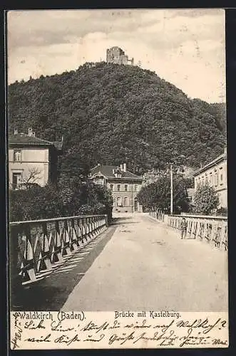 AK Waldkirch /Baden, Brücke mit Kastelburg