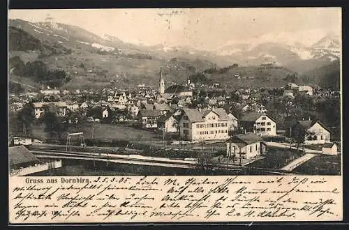 AK Dornbirn, Ortsansicht mit Kirche