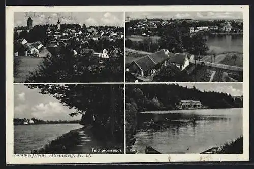 AK Allentsteig, Teilansicht mit Kirche, Teichpromenade