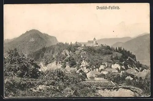 AK Deutsch-Feistritz, Ortsansicht mit Wald