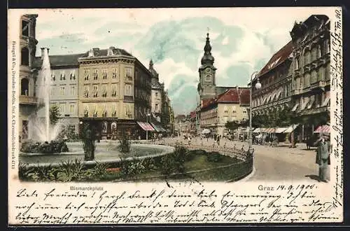 AK Graz, Blick über den Bismarckplatz