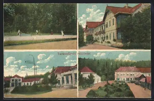 AK Tatzmannsdorf, Ortspartie mit Wohnhäusern, Gartenpartie, Tennisplatz