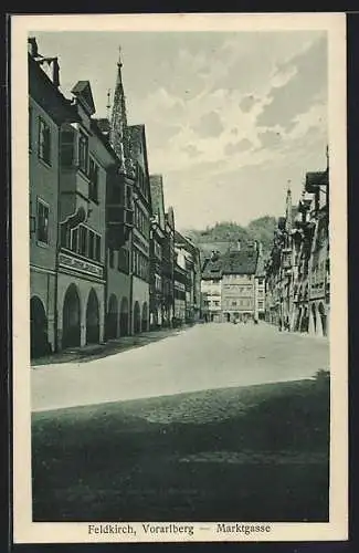 AK Feldkirch, Marktgasse mit Metzgerei