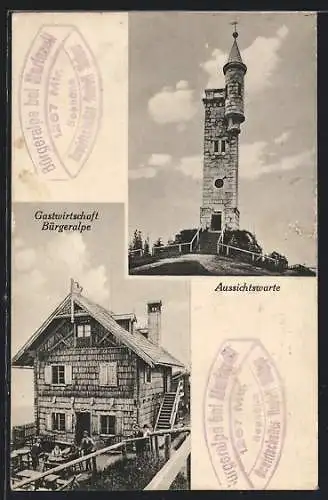 AK Mariazell, Gastwirtschaft Bürgeralpe, Aussichtswarte
