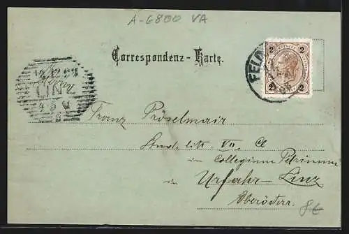 Mondschein-AK Feldkirch, Ortsansicht aus der Vogelschau