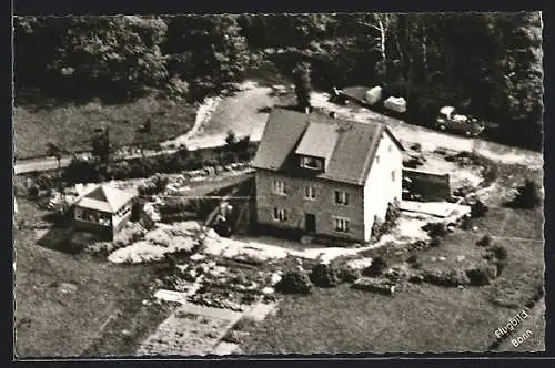 AK Pfalzfeld / Rhein, Pension Waldberghaus, Fliegeraufnahme