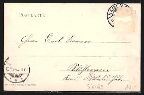 AK Hagen i. Westf., Bismarcksäule mit Besuchern