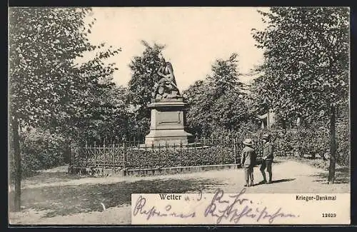 AK Wetter / Ruhr, Kriegerdenkmal im Park