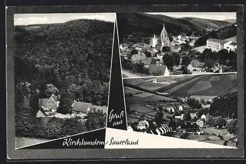 AK Kirchhundem /Sauerland, Ortsansicht aus der Vogelschau