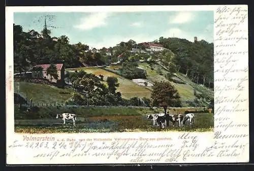 AK Volmarstein a. d. Ruhr, Teilansicht von der Haltestelle Volmarstein-Burg aus gesehen