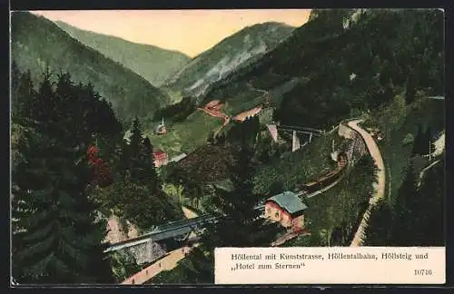 AK Höllsteig, Höllental mit Kunststrasse, Höllentalbahn und Hotel zum Sternen