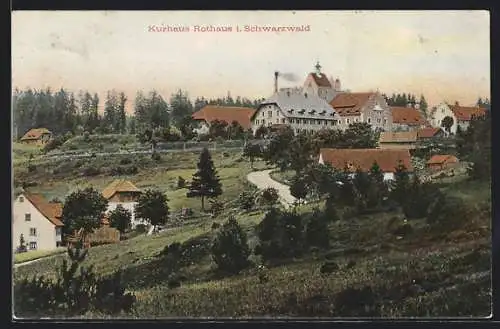 AK Rothaus im Schwarzwald, Teilansicht mit Kurhaus