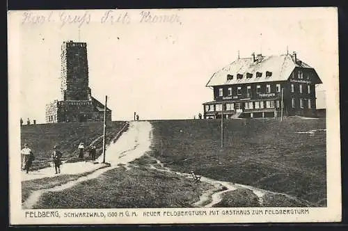 AK Feldberg /Schwarzwald, Neuer Feldbergturm mit Gasthaus zum Feldbergturm