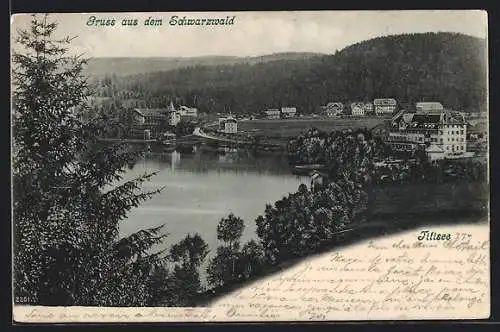 AK Titisee /Schwarzwald, Ortsansicht mit See aus der Vogelschau