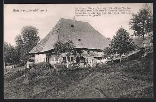 AK Waldau / Rödeck, Glashof, Blick auf Schwarzwaldhaus