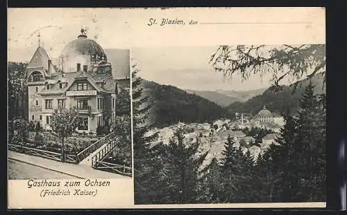 AK St. Blasien, Gasthaus zum Ochsen, Totalansicht vom Walde aus