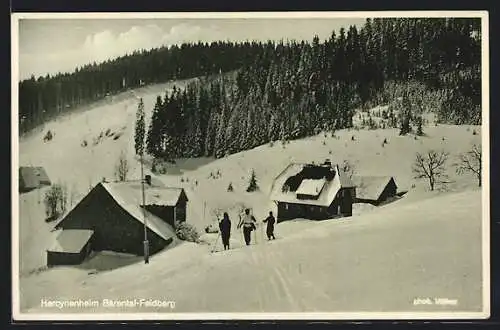 AK Bärental-Feldberg / Schwarzwald, Hercynenheim im Winter, Skiläufer