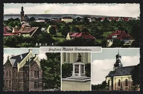 AK Mainz-Bretzenheim, Kriegerdenkmal, Kirche, Ortsansicht