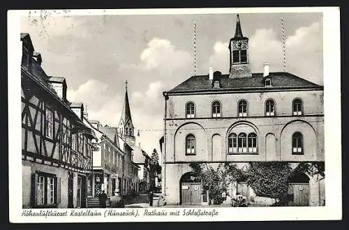 AK Kastellaun, Rathaus mit Schlossstrasse