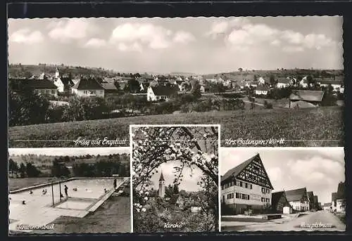 AK Engstlatt, Schwimmbad, Kirche, Blick in die Hauptstrasse