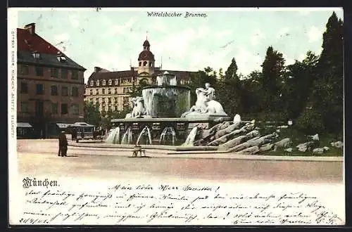 AK München, Am Wittelsbacher Brunnen