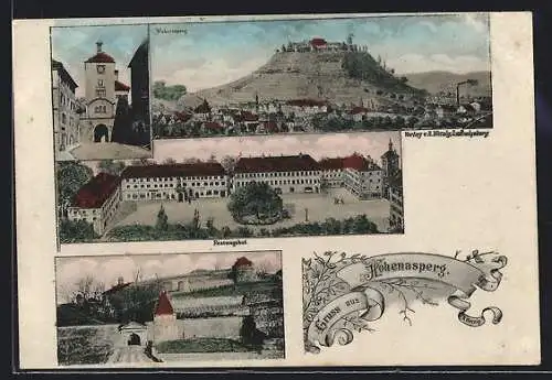 AK Hohenasperg, Festungshof, Auffahrt zur Festung, Torturm, Gesamtansicht