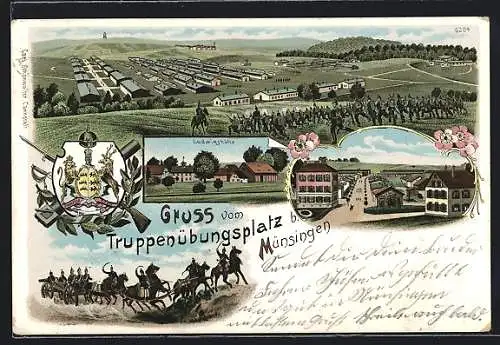 Lithographie Münsingen, Blick auf den Truppenübungsplatz