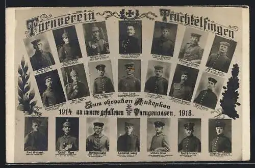 AK Truchtelfingen, Turnverein, Karte zum Andenken an gefallene Turngenossen 1914-1918