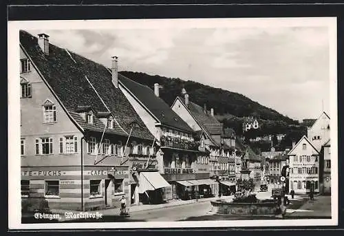 AK Ebingen, Partie aus der Marktstrasse mit Café Fuchs