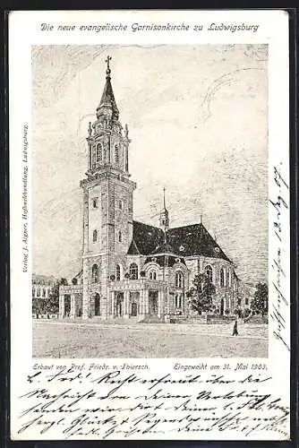 Künstler-AK Ludwigsburg / Württ., Neue Garnisonkirche