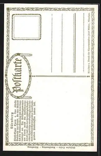 Künstler-AK Nürnberg, Fünfeckiger Turm