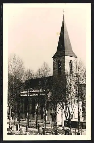 AK Pfeffingen / Albstadt, Kirche mit Kirchhof