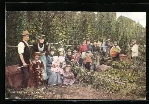 AK Hop Picking, Set of Pickers, Arbeiter bei der Hopfenernte