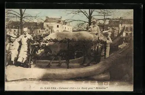 AK Nantes, Carnaval 1923, Le Boeuf gras Mironton, Fasching