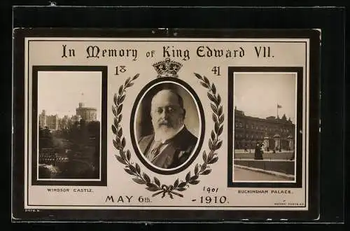 AK Windsor, Castle, Buckingham Palace, In Memory of King Edward VII. von England 1841-1910