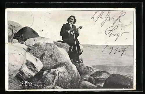 AK S. Rigo, Modernster aller Dirigenten, Portrait mit Geige