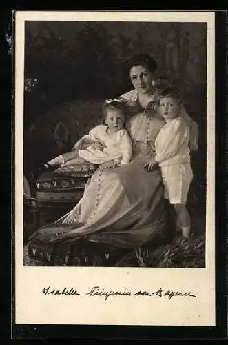 AK Prinzessin Isabelle von Bayern mit bezaubernden Kindern