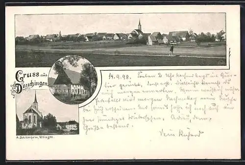 AK Dauchingen, Teilansicht, Kirche, Ortspartie