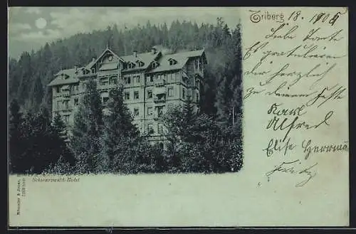 Mondschein-AK Triberg, Schwarzwald-Hotel