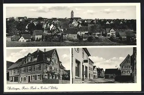 AK Weitingen /Kreis Horb a. Neckar, Gasthaus zur Krone, Dorfplatz, Teilansicht