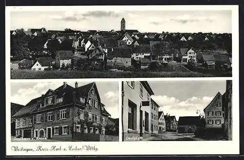 AK Weitingen /Kreis Horb a. Neckar, Gasthaus zur Krone, Dorfplatz, Teilansicht