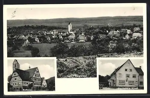 AK Bergfelden, Gasthaus zum Hirsch, Rathaus, Teilansicht