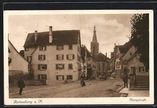 AK Rottenburg a. N., Königstrasse mit Kirche