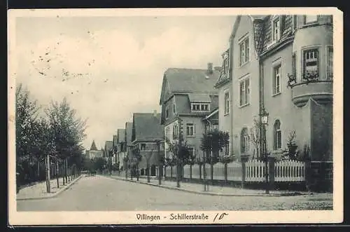 AK Villingen / Baden, Schillerstrasse mit Bäumen